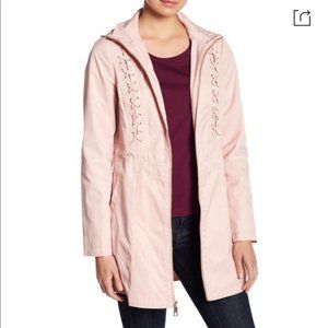 Light Pink Lace up detail Gold Hardwear Guess Rain Jacket Size NWT